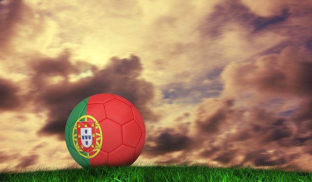 Composite image of football in portugal colours