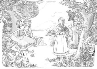 Coloring page -  fairy tale - illustration for the children