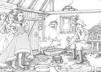 Coloring page -  fairy tale - illustration for the children
