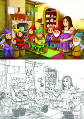 Coloring page -  fairy tale - illustration for the children