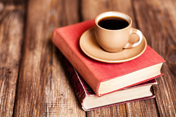 Books and a coffee cup