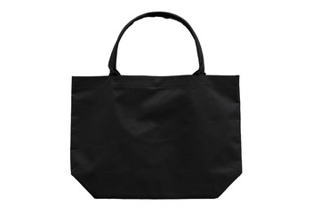 Black fabric bag isolated on white background with clipping path