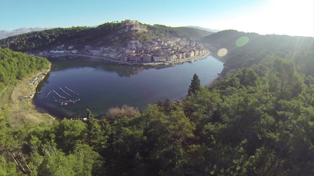 Aerial view on picturesque town Kotor in Montenegro.
