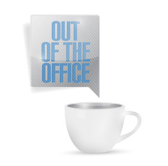 out of office coffee mug illustration