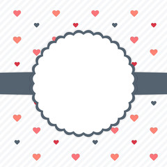 White and blue template card with hearts