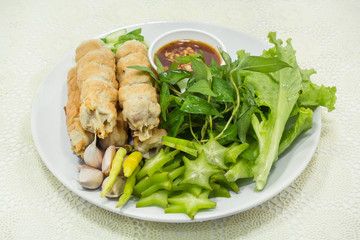 Vietnamese summer roll or Nam Neaung