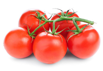 Ripe red tomato isolated on white background