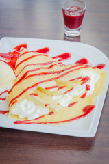 Strawberry crepe dessert
