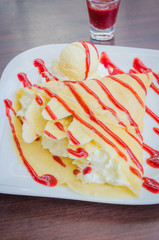 Strawberry crepe dessert