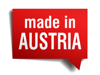 made in Austria red 3d realistic speech bubble 