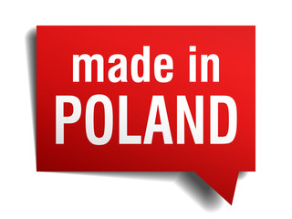 made in Poland red 3d realistic speech bubble