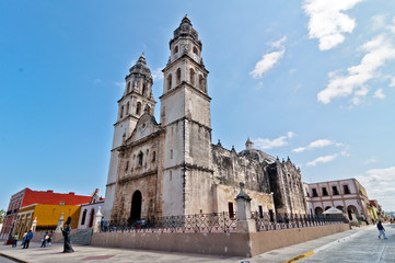 Fototapeta na wymiar Cathedral de la Concepcion in Campeche, Mexico