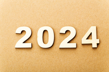 Wooden text for year 2024