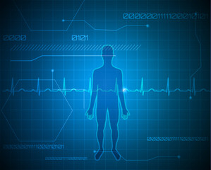 Human silhouette abstract blue technology background