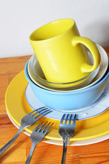 dirty dishes on the table