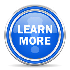 learn more blue glossy web icon
