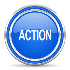 action blue glossy web icon