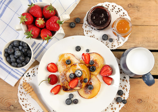 pancakes and fruits