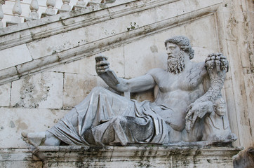 Sculpture at the Piazza del Campidoglio in Rome, Italy