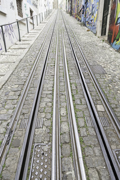 Tram tracks in the city