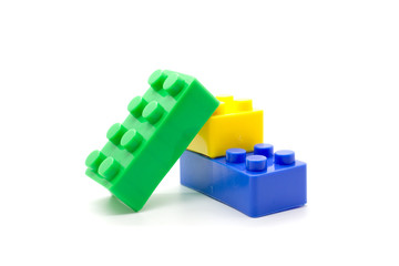 Fototapeta premium blocks Plastic building blocks on white background