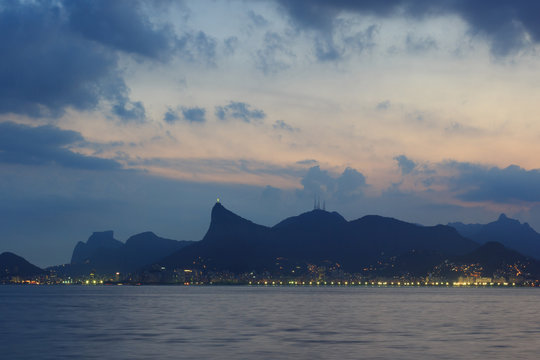 Sunset Corcovado Rio de Janeiro from Niteroi