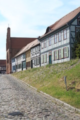 Fachwerkzeile am Zollensteig in Tangermünde