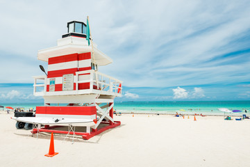 Colorful lifeguard tower in Miami Beach