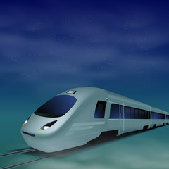 Naklejka premium High-speed train at night.
