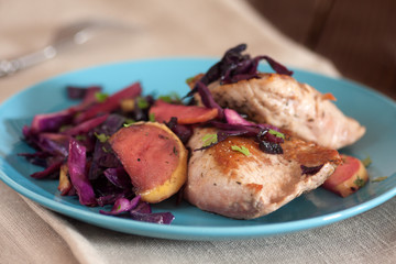 pork tenderloin with apples and cabbage