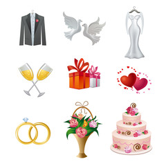 wedding icon set