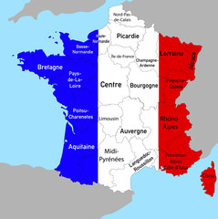 Landkarte von Frankreich mit Provinzen