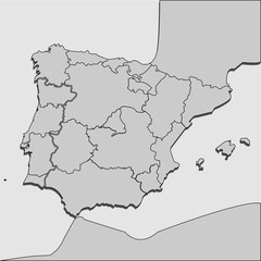Landkarte iberische Halbinsel - Spanien und Portugal