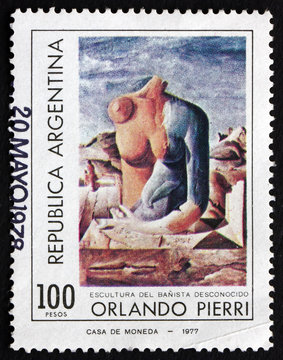 Postage stamp Argentina 1977 Woman's Torso, by Orlando Pierri