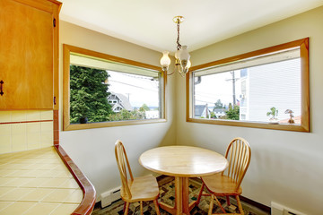 Dining room with rustic table set