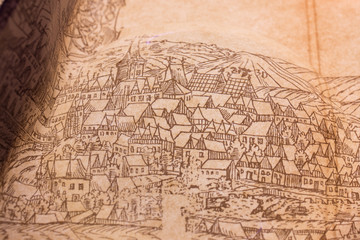 Old plan of Kutna Hora, ancient town in the Czech Republic