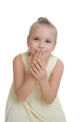 surprised girl on a white background