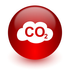 carbon dioxide red computer icon on white background