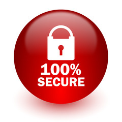 secure red computer icon on white background