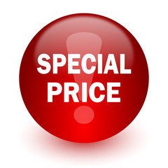 special price red computer icon on white background