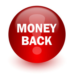 money back red computer icon on white background