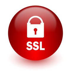 ssl red computer icon on white background