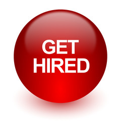 get hired red computer icon on white background