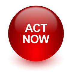 act now red computer icon on white background