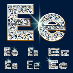 Ultimate alphabet of diamonds and platinum ingot. Letter E
