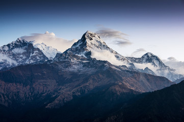 Naklejka na ściany i meble Beautiful view of Annapurna range, Himalayan mountains, Nepal, f