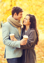 Fototapeta premium romantic couple in the autumn park
