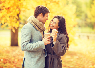 Fototapeta premium romantic couple in the autumn park