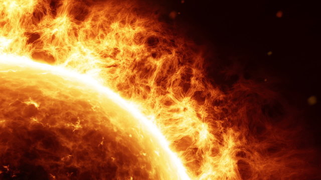 HD - Sun surface with solar flares. Close-up