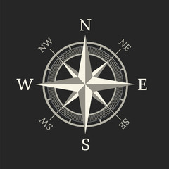 Compass icon isolated on dark background